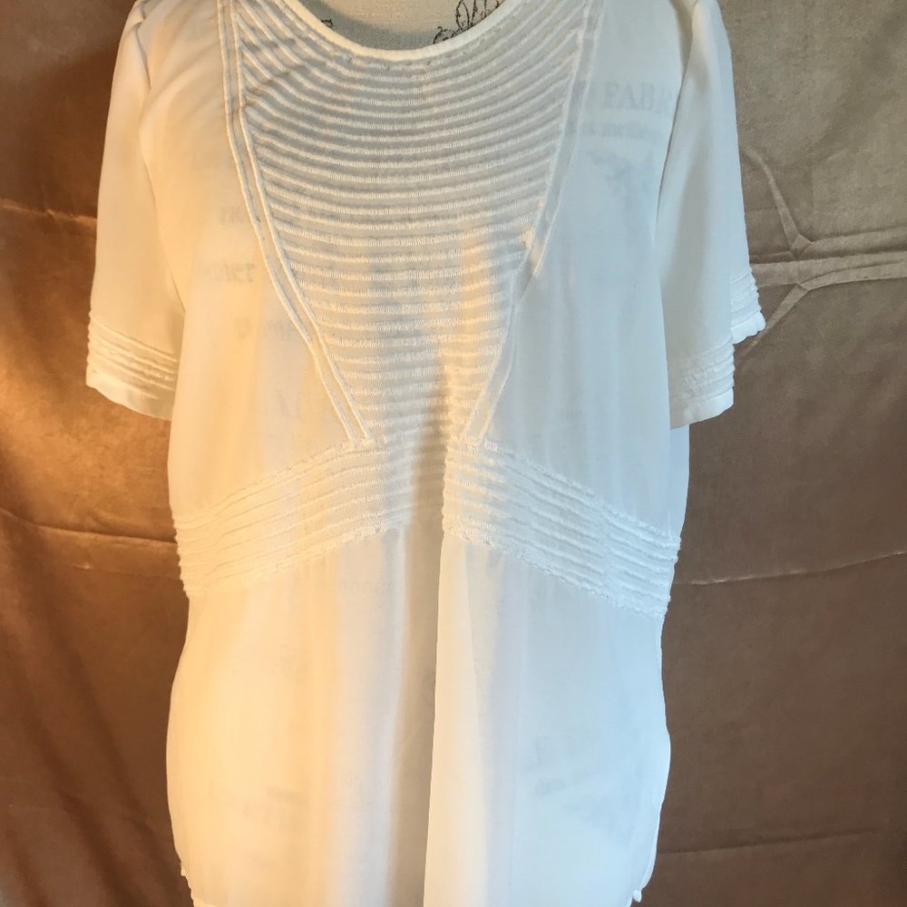 Gorgeous cream semi-sheer short sleeved blouse